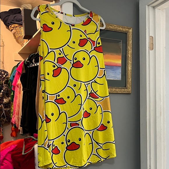 Dresses & Skirts - Attn:  Jeep owners- Playful Yellow Rubber Duck Print Sleeveless Dress